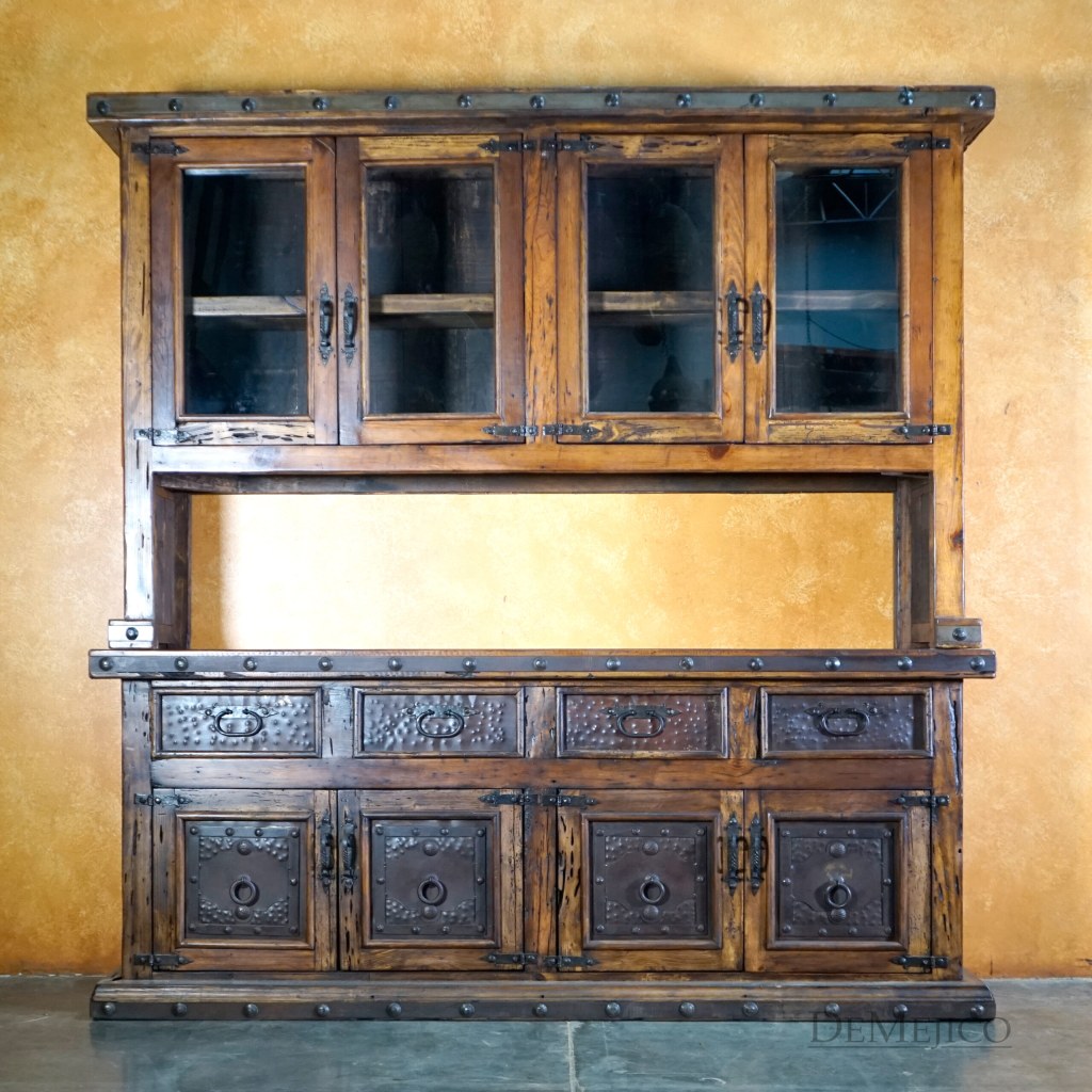 Picture of: Antigua Hutch with Glass, Rustic Hutch, Rustic Spanish Style