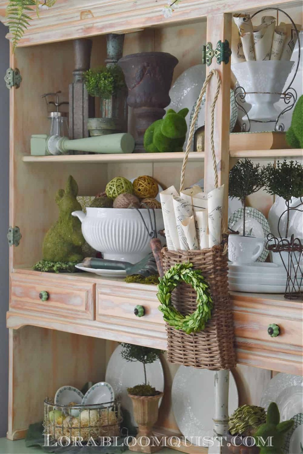 Picture of: Hutch Decorating Ideas for Spring (with Vintage Garden Style