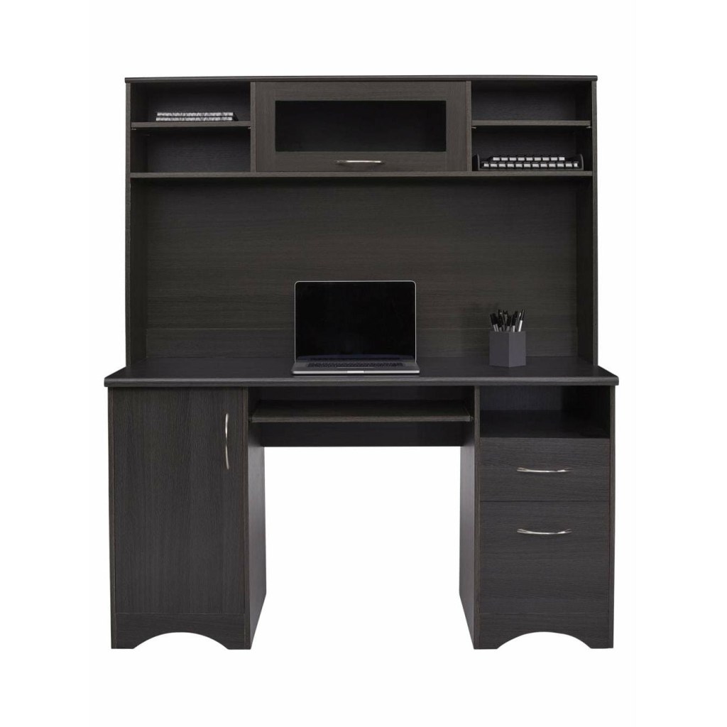 Picture of: Realspace Pelingo “W Desk With Hutch, Dark Gray – Office