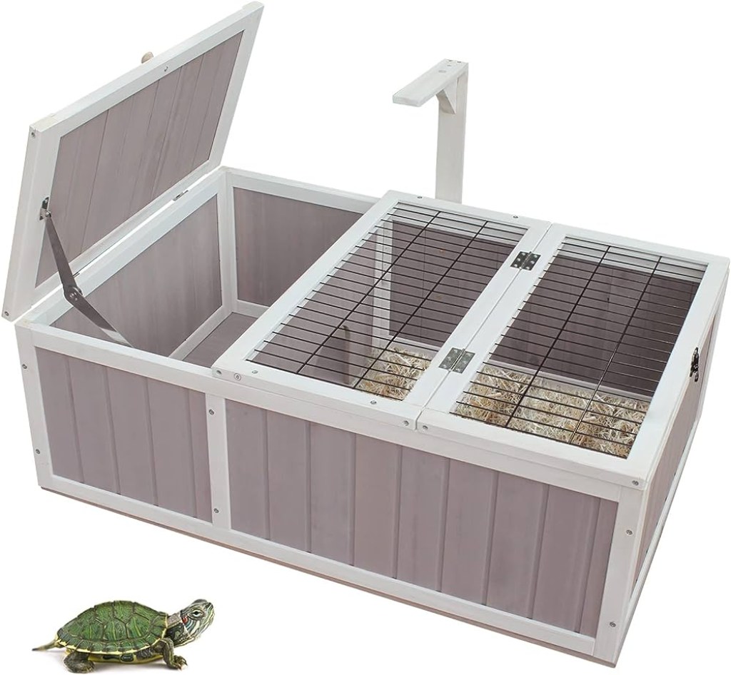Picture of: Tortoise House Turtle Habitat Enclosure Wooden Small Animal Hutch  Indoor-Outdoor HiCaptain